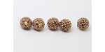 5 Boules strass Dore / Rose 10mm