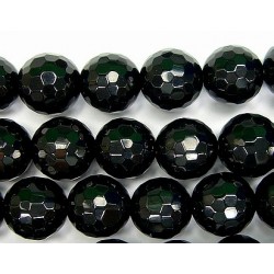 Perle facettes agate noire 6mm - Fil de 40 Centimetres