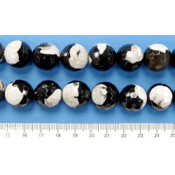Perle Facettes Agate Panda 12mm - Fil de 40 Centimetres