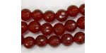 Perle facettes agate rouge 6mm - Fil de 40 Centimetres
