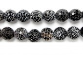 Perle Facettes Agate Noire Striee Antique Look 14mm - Fil de 40 Centimetres