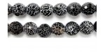Perle facettes agate noire striee 16mm - Fil de 40 Centimetres