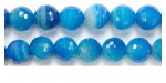 Perle facettes agate bleue 8mm - Fil de 40 Centimetres