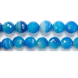 Perle facettes agate bleue 10mm - Fil de 40 Centimetres