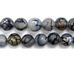 Perle facettes Agate blanche matrix 14mm - Fil de 40 Centimetres