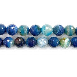 Perle facettes agate bleue striee 6mm - Fil de 40 Centimetres