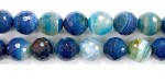 Perle facettes agate bleue striee 8mm - Fil de 40 Centimetres