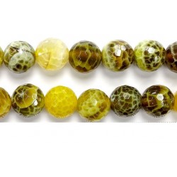 Perle Facettes Agate Lime Chauffee 08mm - Fil de 40 Centimetres