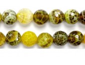 Perle Facettes Agate Lime Chauffee 14mm - Fil de 40 Centimetres