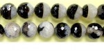 Perles facettes agate noire / quartz 16mm - Fil de 40 Centimetres