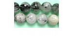 Perle facettes quartz incruste Tourmaline 8mm - Fil de 40 Centimetres