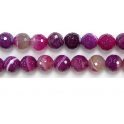 Perles facettes Agate Rose striee 10mm - Fil de 40 Centimetres