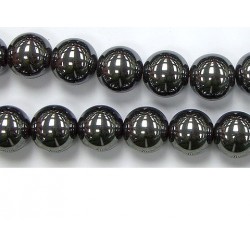 Perles en pierres hematite 10mm - Fil de 40 Centimetres