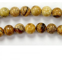 Perles en pierres jaspe picture 8mm - Fil de 40 Centimetres