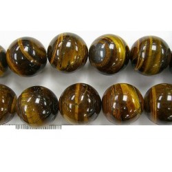 Perles en pierres oeil de tigre 10mm - Fil de 40 Centimetres