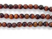 Perles en pierres oeil de tigre rouge 6mm - Fil de 40 Centimetres
