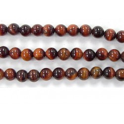 Perles en pierres oeil de tigre rouge 6mm - Fil de 40 Centimetres