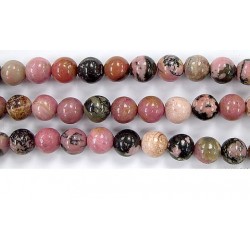 Perles en pierres rhodonite 6mm - Fil de 40 Centimetres