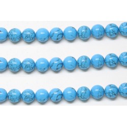 Perle pierre turquoise synthetique reconstituee 12mm - Fil de 40 Centimetres