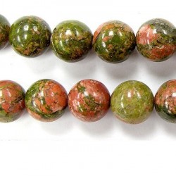 Perles en pierres unakite 8mm - Fil de 40 Centimetres