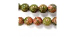 Perles en pierres unakite 10mm - Fil de 40 Centimetres