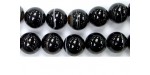 Perle agate noire striee 6mm - Fil de 40 Centimetres