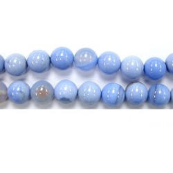 Perle agate bleue claire 12mm - Fil de 40 Centimetres