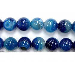 Perle agate bleue striee 6mm - Fil de 40 Centimetres