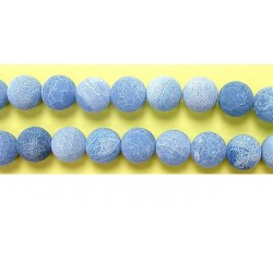 perle agate antique look bleue 8mm - Fil de 40 Centimetres