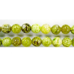 perle agate Lime chauffee 10mm - Fil de 40 Centimetres