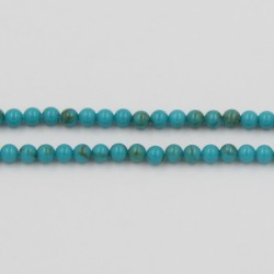 Perle pierre Magnesite teintée turquoise Veinée 2mm