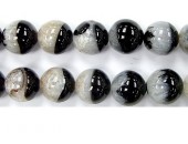 Perle agate noire / quartz 16mm - Fil de 40 Centimetres