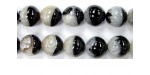 Perle agate noire / quartz 20mm - Fil de 40 Centimetres