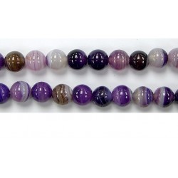 Perles Agate Pourpre striee 18mm - Fil de 40 Centimetres