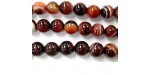 Perle agate rouge et noire 14mm - Fil de 40 Centimetres