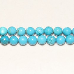 Perles Pierres Magnesite Teintée Turquoise Bleue 6mm