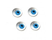 10 Breloques Oeil Emaillées Bleues 12mm Argentées