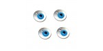 10 Breloques Oeil Emaillées Bleues 12mm Argentées