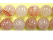 Perles Quartz Strawberry brazil 12mm - Fil de 40 Centimetres