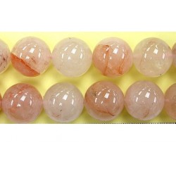 Perles Quartz Strawberry brazil 12mm - Fil de 40 Centimetres