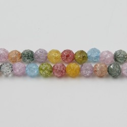 Perles Facettes Cristal De Roche Craquelé Multi 4mm