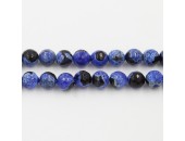 Perles Facettes Agate Bleue et Noire Chauffée 10mm