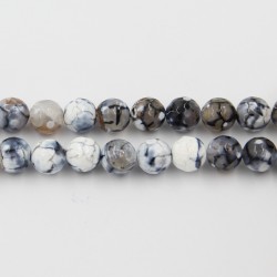 Perles Facettes Agate Noire et Blanche Chauffée 12mm