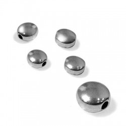 50 Perles plates métal 6mm (Ø 1.6mm) Argenté