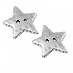 10 Boutons étoile metal 22mm (Ø 1.8mm) Argenté