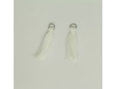 20 Pompons Cotton 25-30mm avec anneau Rhodié / Blanc