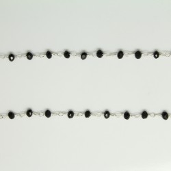 Chaine Onyx Noir Facettes 3-4mm ARGENT VERITABLE