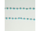 Chaine Turquoise Traitée Facettes 3-4mm ARGENT VERITABLE