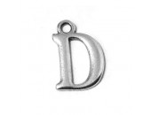 10 Lettres ''D'' 15x10mm ( trou 1.80mm) Argenté
