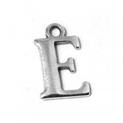 10 Lettres ''E'' 15x10mm ( trou 1.80mm) Argenté